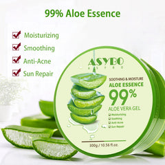 ASYBO aloe gel applied to sunburned skin for soothing relief after sun exposure.