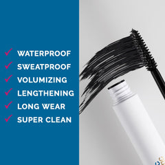 ATHLETIC COSMETIC The G.O.A.T. mascara water-resistant swatch demonstrates sweat resistance.