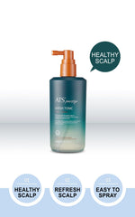 Applying ATS Perstige Livesh Tonic to scalp with gentle massage for cooling relief