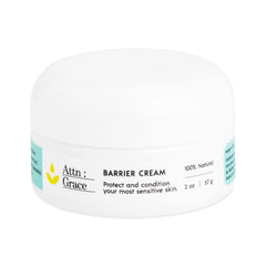 ATTN : GRACE Barrier Cream jar showing coconut oil for nourished skin and protection.