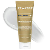 ATWATER Heavy Armor facial moisturizer label close-up on premium packaging