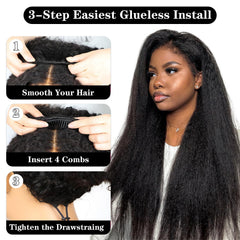 AUABEAUTY natural edge invisible hairline half wig blends with hair