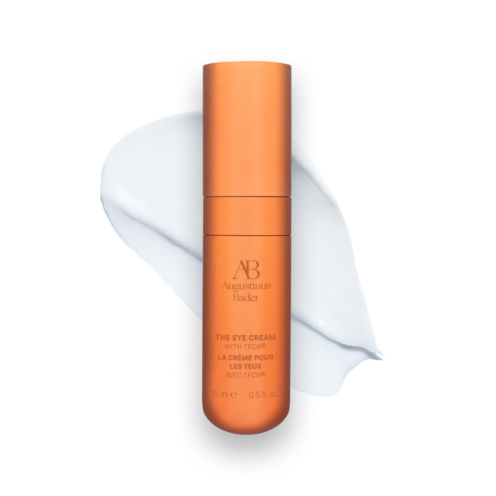Augustinus Bader eye-cream jar close-up showing rich hydration for delicate eye skin.