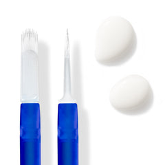 Augustinus Bader Eyebrow and Lash Serum applicator close-up emphasizing fragrance-free, PGA-free formula for sensitive skin