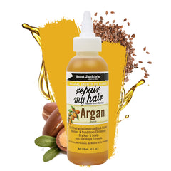 Aunt Jackie's Repair My Hair Argan being applied to scalp for conditioning.