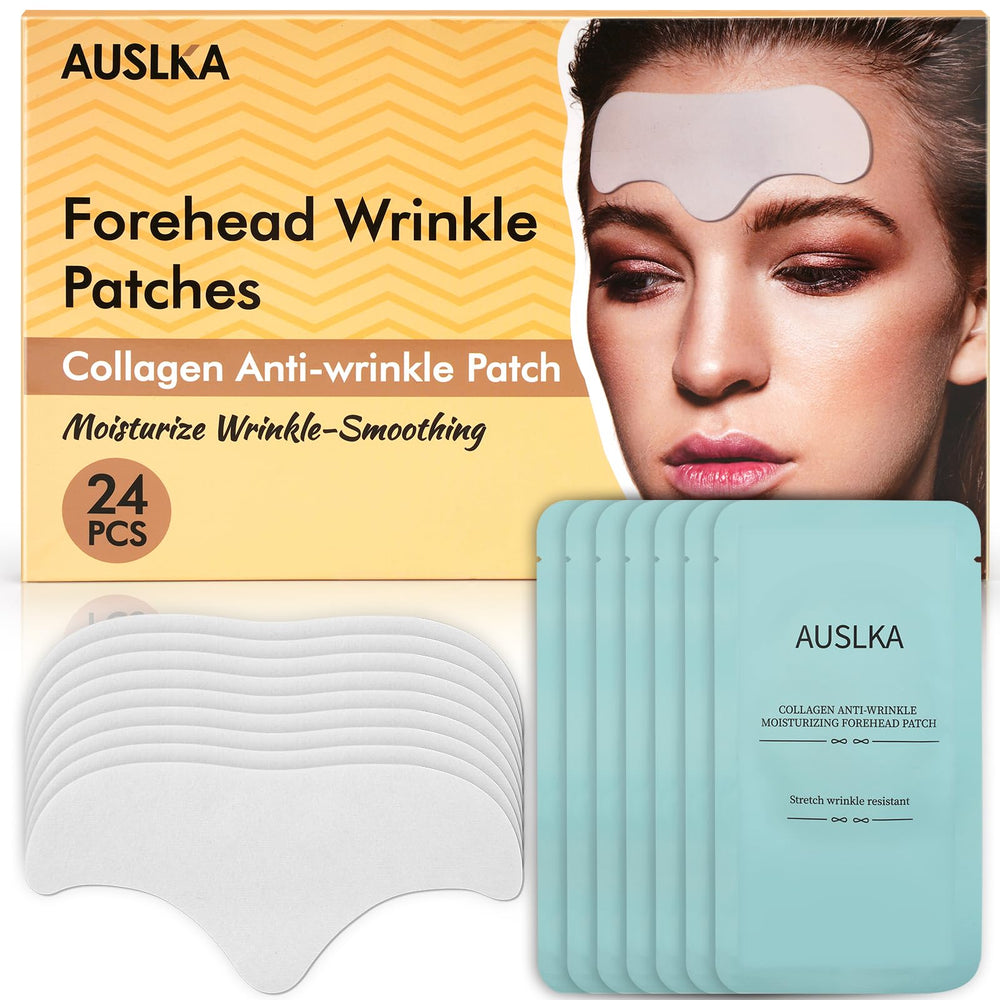 AUSLKA Forehead Wrinkle Patches with Aloe for smoother skin.