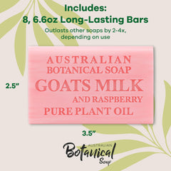 Australian Botanical goats milk raspberry soap 6.6 oz bar on display