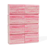 Australian Botanical goats milk raspberry soap bar angled to show rich lather