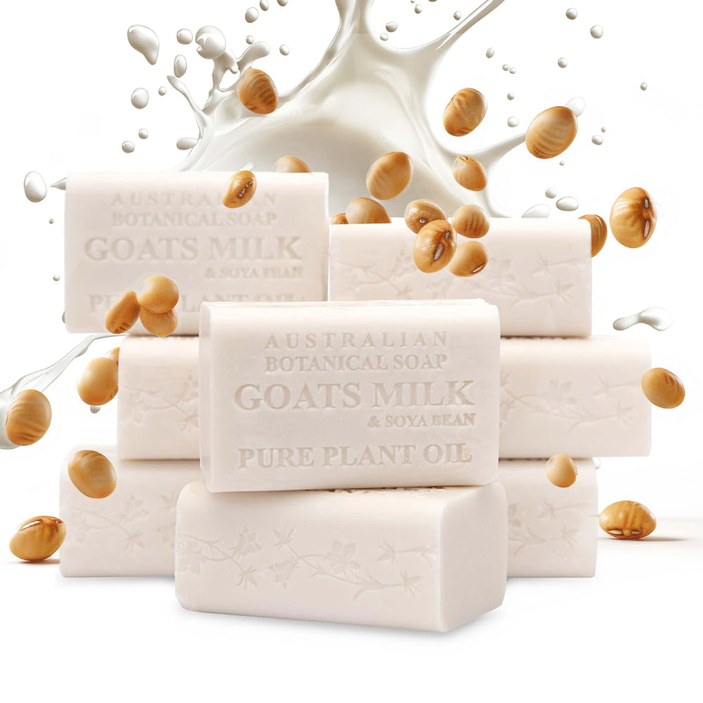 Australian Botanical Goat Milk Soap close-up shows creamy texture and nourishment.
