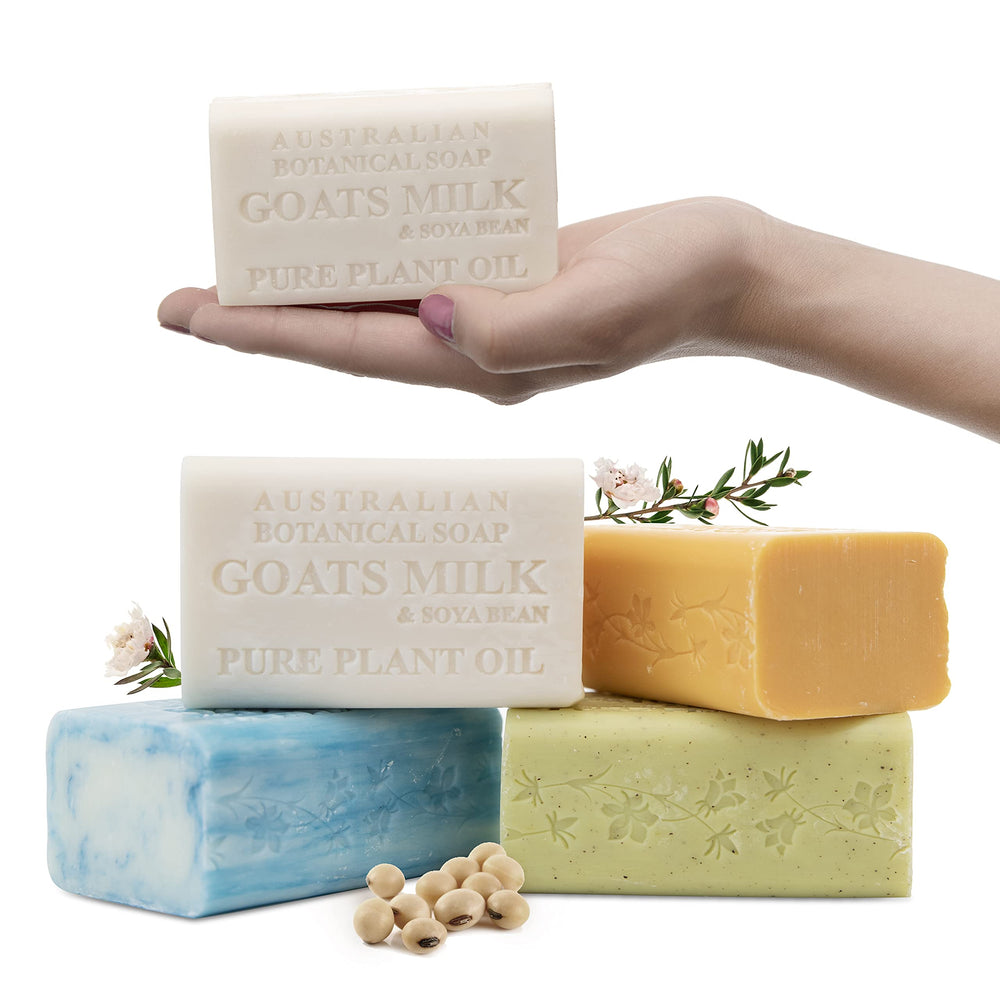 Australian Botanical Goat's Milk Soap bar offers gentle cleansing for all skin types.