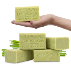 Australian Botanical Soap Lemongrass & Lemon Myrtle bar close-up for an invigorating cleanse.
