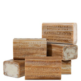 Australian Botanical Soap sandalwood bar close-up with creamy lather for daily cleansing.