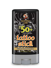 Australian Gold SPF 50 tattoo stick protects tattoos during outdoor activities.