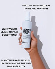 Authentic Beauty Concept Hydrate Spray misting application for even hydration during styling