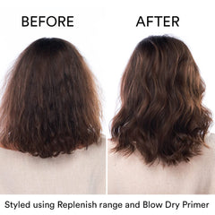 Applying Replenish Mask to towel-dried hair for smoothing and sealing cuticle
