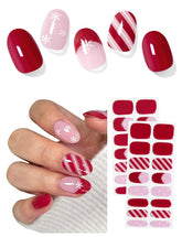 AutyaMee semi-cured nail strips in Christmas red French for home salon style.
