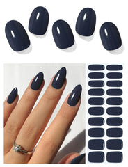 AutyaMee semi-cured nail strips in dark grey blue kit for at-home salon results
