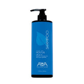 Ava Haircare Moisturizing Shampoo bottle being poured, highlighting a hydrating vegan formula for daily cleansing