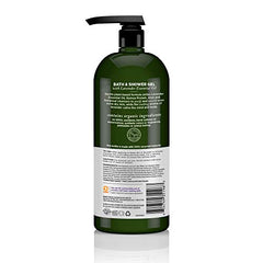Avalon Organics Lavender gel being poured for a refreshing shower moment