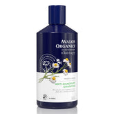 Avalon Organics Therapy antidandruff bottle closeup showing medicated scalp care.