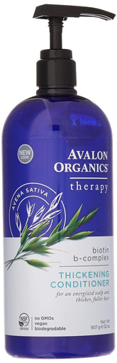 Avalon Organics Thickening Conditioner bottle front view boosts fullness.