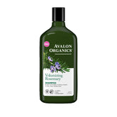 Avalon Organics volumizing rosemary shampoo bottle promotes fuller-looking hair.
