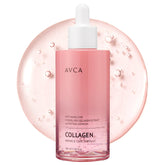 AVCA collagen serum bottle close-up emphasizing firming hydration