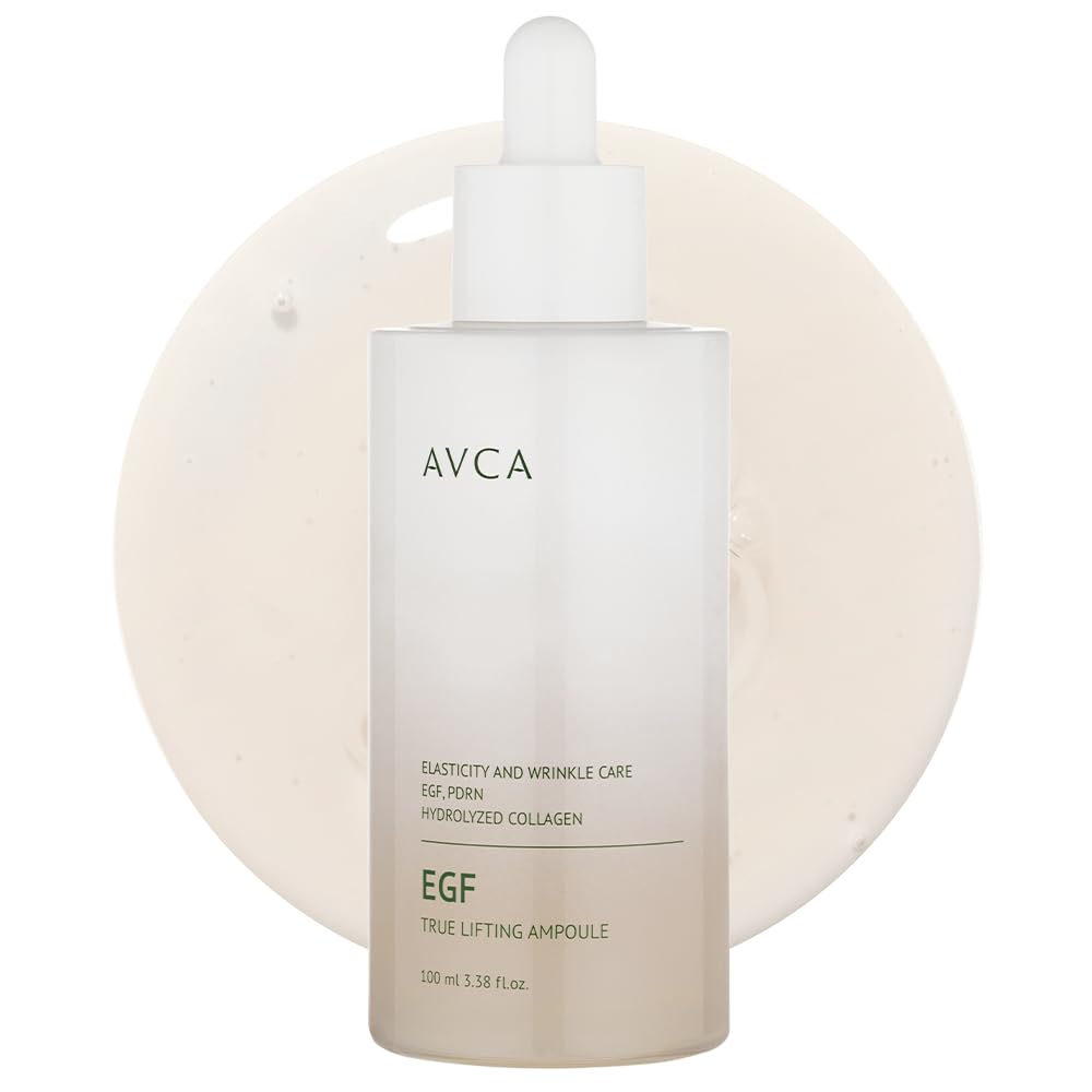AVCA EGF & PDRN serum bottle front showing a firming, smooth-skin look
