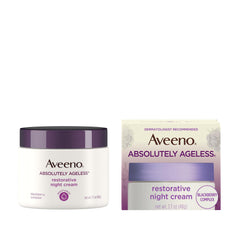 Aveeno Absolutely Ageless night cream on neck area supporting neck hydration.