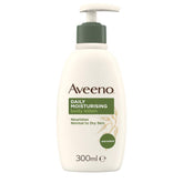 Aveeno Daily Moisturising Lotion bottle front shows fragrance-free, all-day hydration.