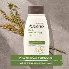 Oat formula visual emphasizing prebiotic oats for gentle cleansing.