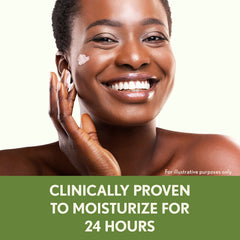 Aveeno daily moisturizing face cream texture close-up highlighting light absorption.