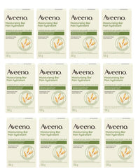 Aveeno Naturals Moisturizing Bar 12-pack front view showing compact packaging for daily use