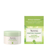 Aveeno Positively Radiant overnight moisturizer bottle for deep overnight hydration.