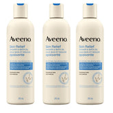 Aveeno Skin Relief Shower & Bath Oil 3-pack front view; moisturizes dry skin daily.