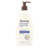 Aveeno Stress Relief Lotion lavender bottle calms the senses with soothing scent