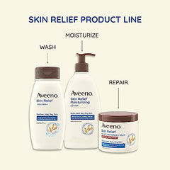 Aveeno Triple Oat Formula close-up highlighting soothing oats for itchy skin.