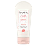 Aveeno Ultra-Calming Hydrating Gel Cleanser bottle being poured for daily gentle cleansing