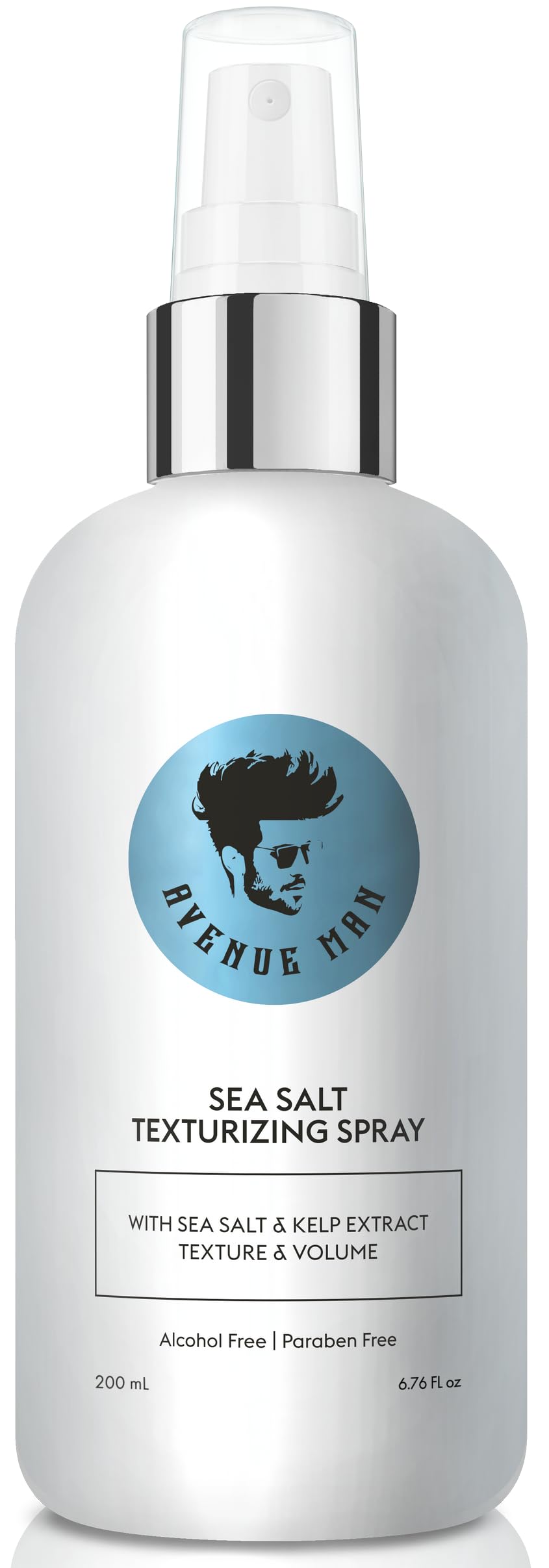 Avenue Man Sea Salt Spray bottle close-up for texture-ready hair.