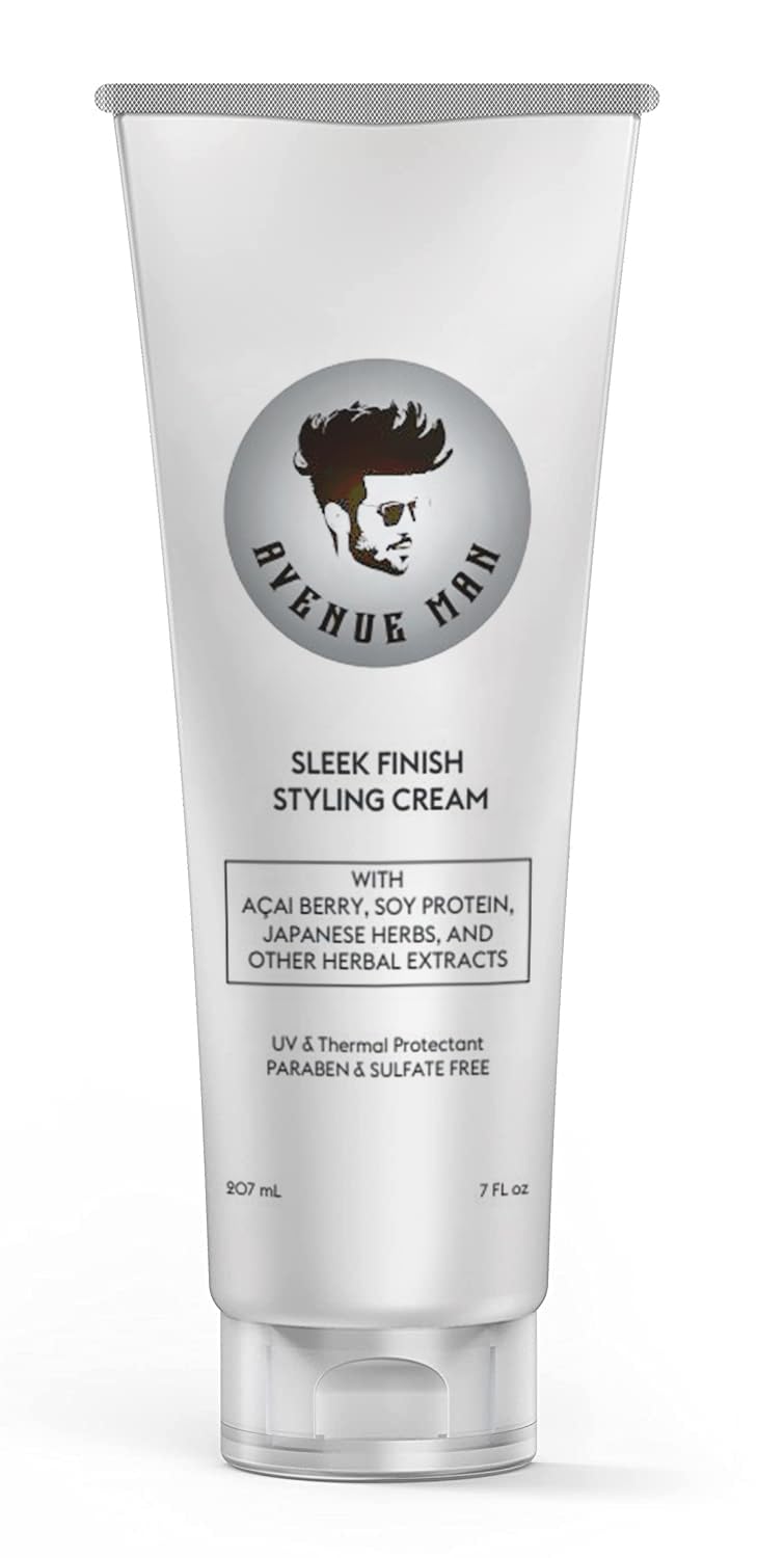 Avenue Man Sleek Finish Cream bottle for all-day control.
