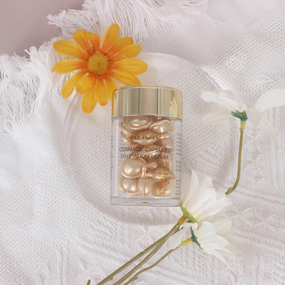 AVIORI Ceramide Capsules Serum bottle close-up showing fragrance-free hydration