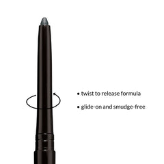AVON Glimmerstick Eyeliner Saturn Grey swatch reveals deep, waterproof pigment.