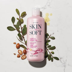 AVON Skin So Soft lotion application image shows silky smooth skin after use.