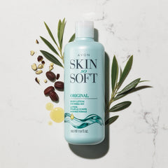 AVON Skin So Soft Original jar close-up showing rich, creamy formula.