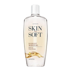 AVON Skin So Soft Radiant Moisture Bath Oil bottle for deep hydration and glow.