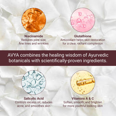 AVYA Anti-Aging Power Serum pump demonstrating easy daily application.