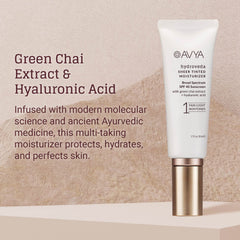 AVYA SPF 40 swatch reveals creamy texture with balanced tint.