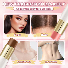 Application demonstration for multiuse contour on cheeks, eyes, and lips