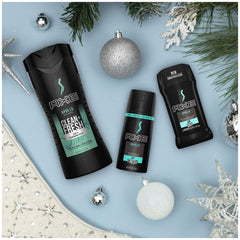 AXE Apollo body wash in the set offers refreshing cleanse.