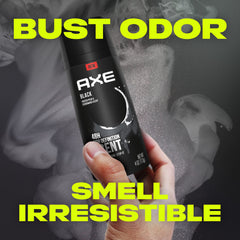 Close-up of AXE Black bottle cap emphasizes easy, even application.